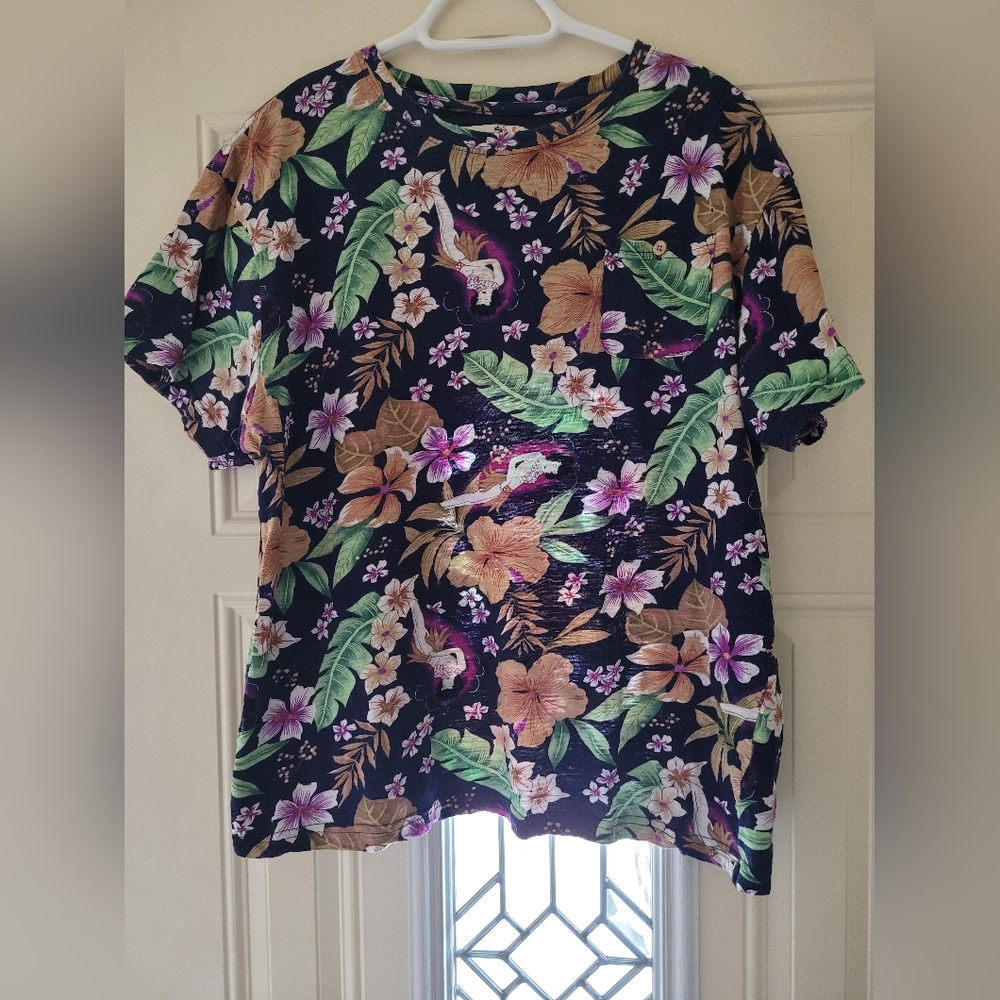 The Hawaiian Print Tee Navy Short Sleeve T-shirt Bellfield XL